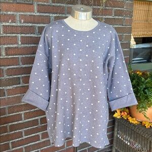 Cynthia Rowley grey/white polka dot 3/4 sleeve tunic sweater. Size 2X